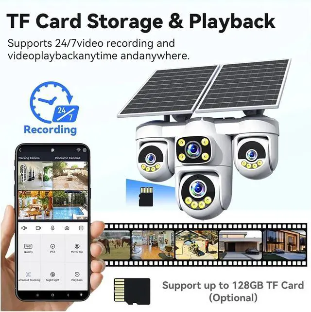 Alt view image 5 of 6 - 20MP Solar Security Camera, No Wiring Required, 360° Auto Tracking, Full Color Night Vision, 2-Way Audio, IP66 Waterproof