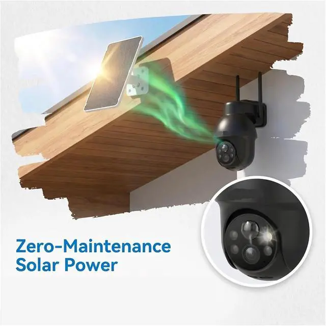 Alt view image 2 of 6 - 1920P Wireless Solar Security Camera, Outdoor WiFi Home Cam with Human Detection, Siren Alarm, Color Night Vision & Two-Way Audio