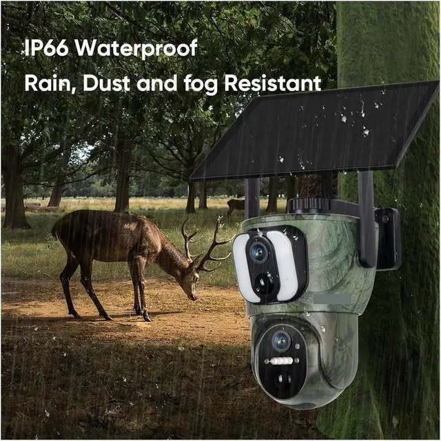Alt view image 7 of 7 - 20MP Triple Screen Solar PTZ Security Camera, 4G WiFi Outdoor Cam Dual Solar Panels IP66 Waterproof Auto Tracking Night Vision