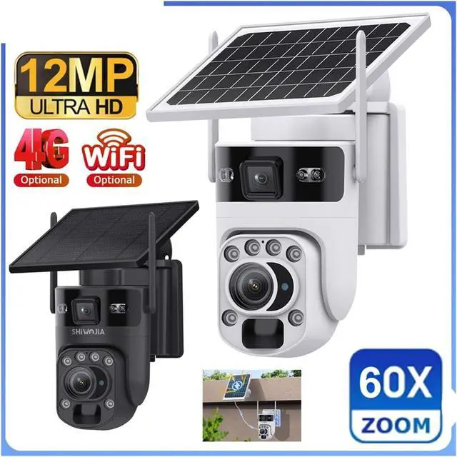 Alt view image 3 of 7 - 12MP 60X Optical Zoom Dual Screen Solar Security Camera, 4G WiFi Outdoor Cam with PIR Detection & Color Night Vision