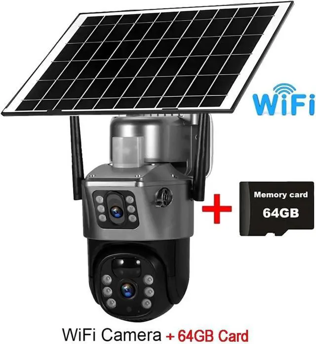 Alt view image 2 of 7 - 4K 8MP Dual Lens Solar Security Camera, Low Power WiFi Outdoor IP Cam with PIR Night Vision & Real-Time Remote Alerts