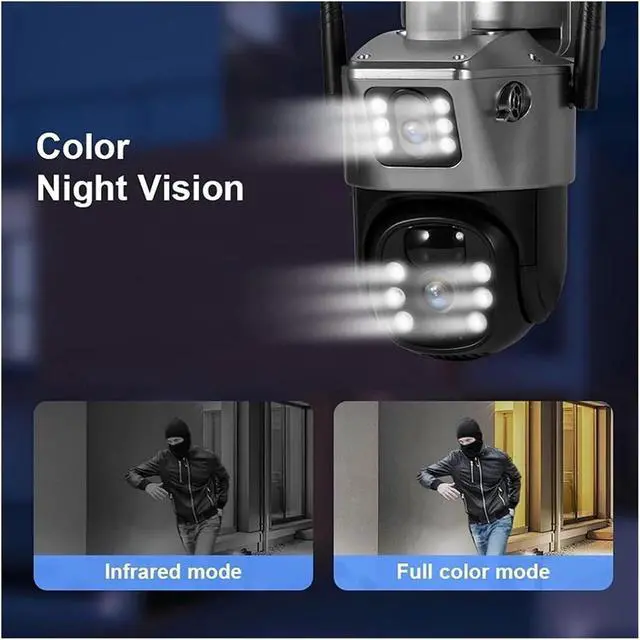 Alt view image 7 of 7 - 4K 8MP Dual Lens Solar Security Camera, Low Power WiFi Outdoor IP Cam with PIR Night Vision & Real-Time Remote Alerts