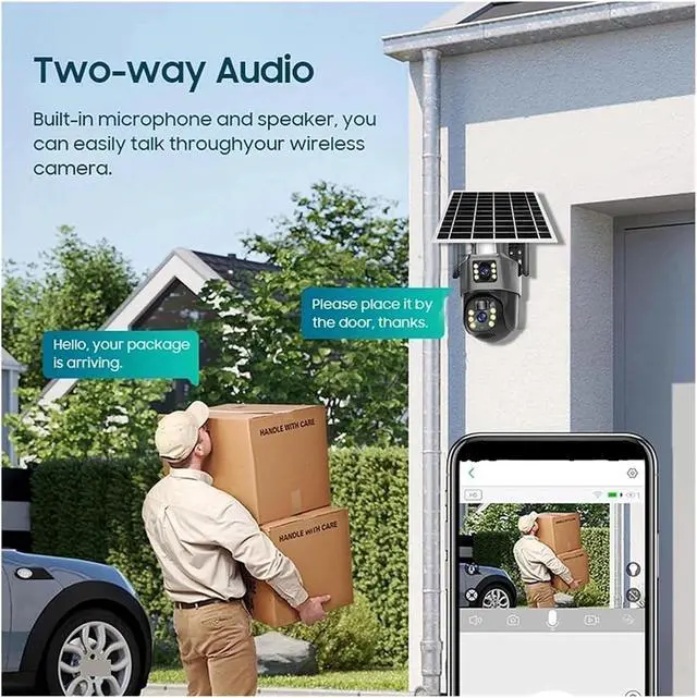 Alt view image 5 of 7 - 4K 8MP Dual Lens Solar Security Camera, Low Power WiFi Outdoor IP Cam with PIR Night Vision & Real-Time Remote Alerts