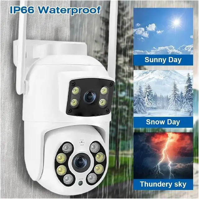 Alt view image 3 of 6 - 4K 8MP Dual Lens Dual Screen PTZ Security Camera, Wireless WiFi Outdoor IP Cam with AI Human Detection & Night Vision