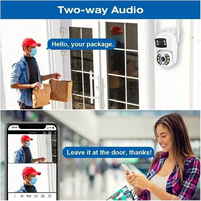 Alt view image 4 of 6 - 4K 8MP Dual Lens Dual Screen PTZ Security Camera, Wireless WiFi Outdoor IP Cam with AI Human Detection & Night Vision