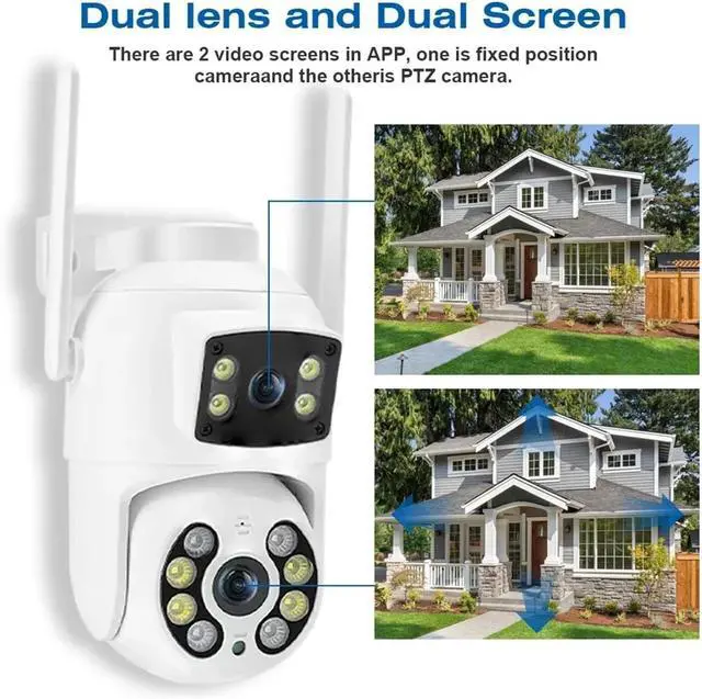 Alt view image 5 of 6 - 4K 8MP Dual Lens Dual Screen PTZ Security Camera, Wireless WiFi Outdoor IP Cam with AI Human Detection & Night Vision