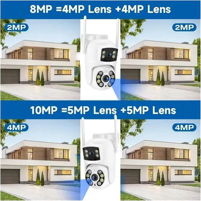 Alt view image 6 of 6 - 4K 8MP Dual Lens Dual Screen PTZ Security Camera, Wireless WiFi Outdoor IP Cam with AI Human Detection & Night Vision
