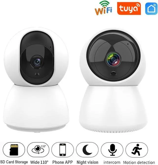 Alt view image 2 of 7 - 1080P 360° Panoramic WiFi Security Camera, Two-Way Audio, Night Vision Compatible with Tuya Smartlife APP