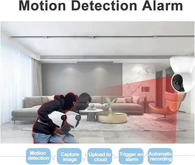 Alt view image 6 of 7 - 1080P 360° Panoramic WiFi Security Camera, Two-Way Audio, Night Vision Compatible with Tuya Smartlife APP