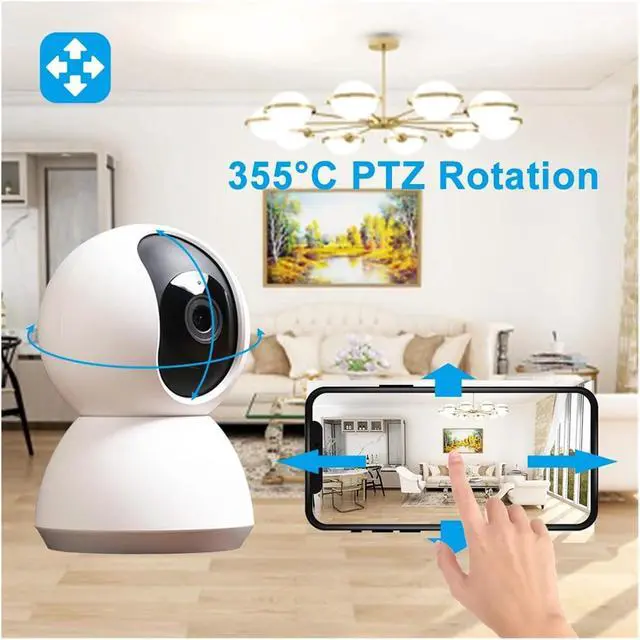Alt view image 3 of 7 - 1080P 360° Panoramic WiFi Security Camera, Two-Way Audio, Night Vision Compatible with Tuya Smartlife APP
