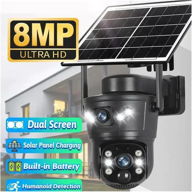 Alt view image 3 of 4 - 4K 8MP Dual Lens Solar PTZ Security Camera, 4G WiFi Battery Powered Outdoor Cam with Auto Tracking & Waterproof Design
