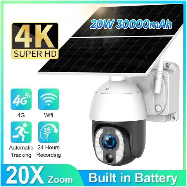 Alt view image 3 of 7 - 20W Solar PTZ Outdoor Security Camera 4G LTE 2.4G WiFi 20X Zoom 30000mAh Battery 24H Continuous Recording Surveillance