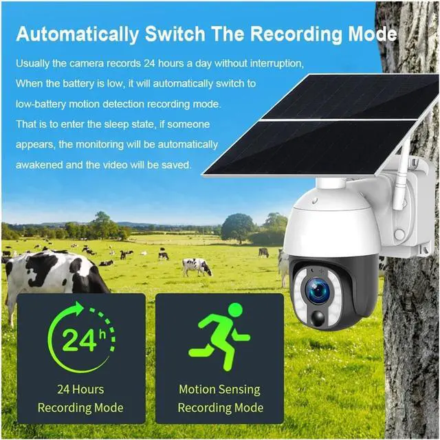 Alt view image 5 of 7 - 20W Solar PTZ Outdoor Security Camera 4G LTE 2.4G WiFi 20X Zoom 30000mAh Battery 24H Continuous Recording Surveillance