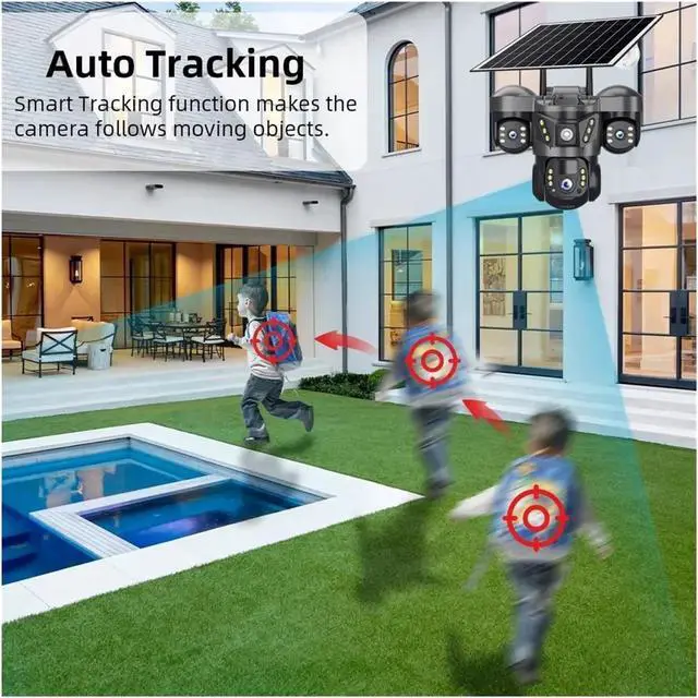 Alt view image 6 of 7 - 15MP 8K HD Tri-Lens Solar Security Camera, 4G WiFi Outdoor Surveillance Cam with Ultra Clear Night Vision & Smart Alerts