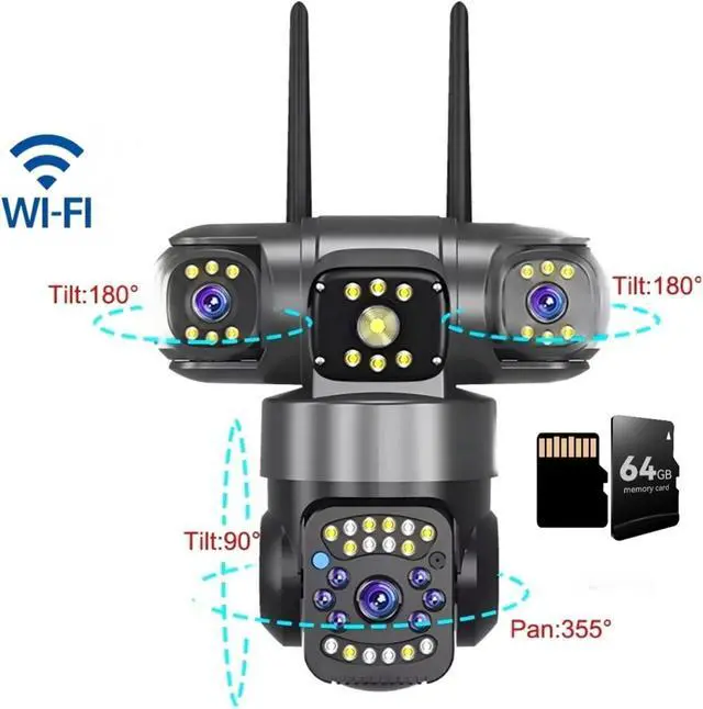 Alt view image 2 of 7 - 12MP 3-Lens 3-Screen Solar PTZ Outdoor Security Camera 10X Zoom 2.4G WiFi Auto Tracking 24/7 Continuous Recording