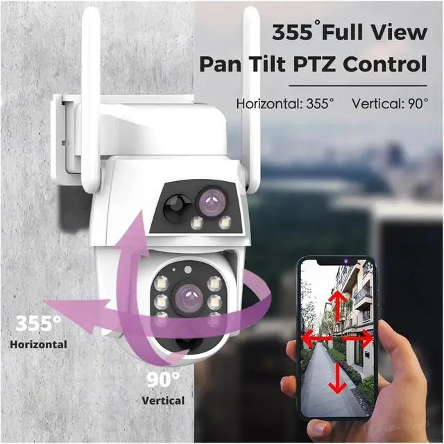 Alt view image 2 of 6 - 4MP HD Dual Lens Solar PTZ Security Camera, 4G WiFi Outdoor Wireless Cam with 12000mAh Battery, PIR & Dual Night Vision