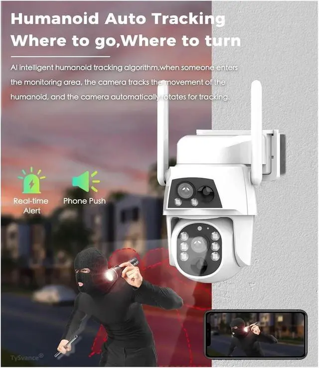 Alt view image 3 of 6 - 4MP HD Dual Lens Solar PTZ Security Camera, 4G WiFi Outdoor Wireless Cam with 12000mAh Battery, PIR & Dual Night Vision