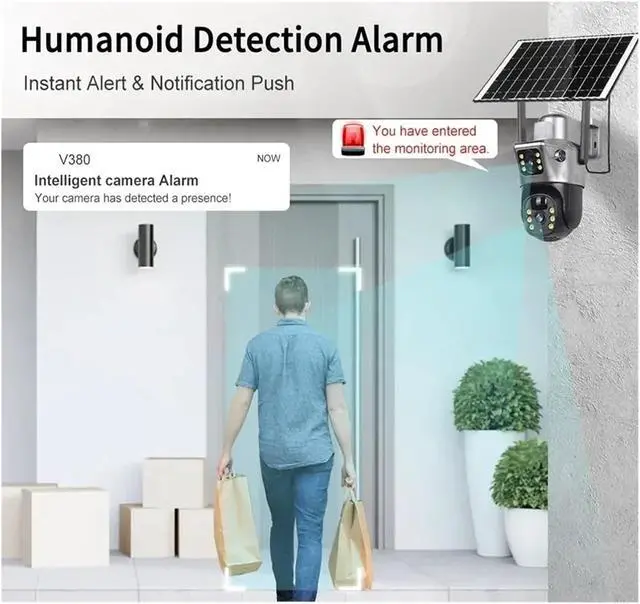 Alt view image 4 of 6 - 4G WiFi Solar Security Camera, 4K 8MP Dual Lens Dual Screen Outdoor IP Cam with Solar Battery for All-Day Surveillance