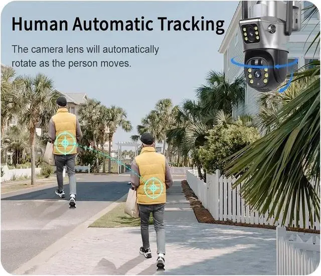 Alt view image 5 of 6 - 4G WiFi Solar Security Camera, 4K 8MP Dual Lens Dual Screen Outdoor IP Cam with Solar Battery for All-Day Surveillance