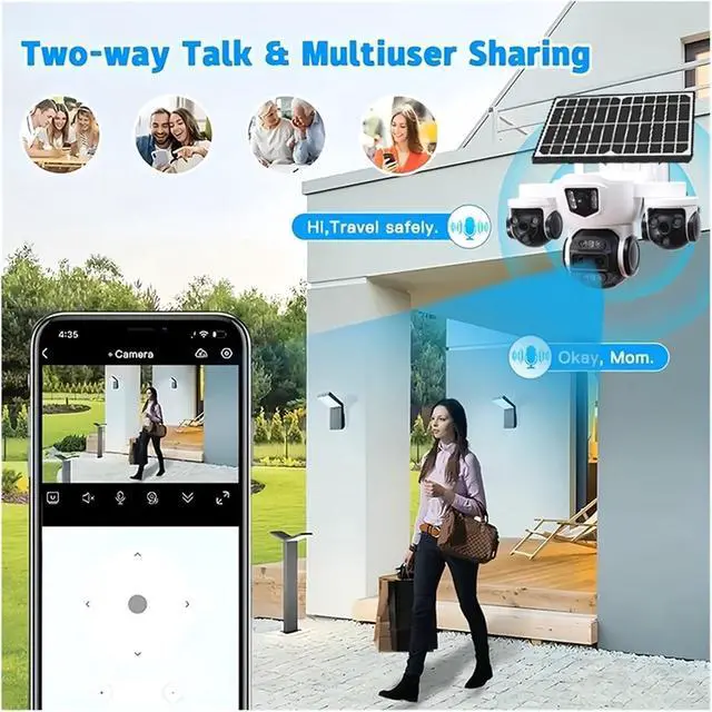 Alt view image 2 of 6 - 20MP HD 10X Zoom Solar PTZ Security Camera, Dual Solar Panel 4G WiFi Outdoor Cam Waterproof with Night Vision Motion Detection