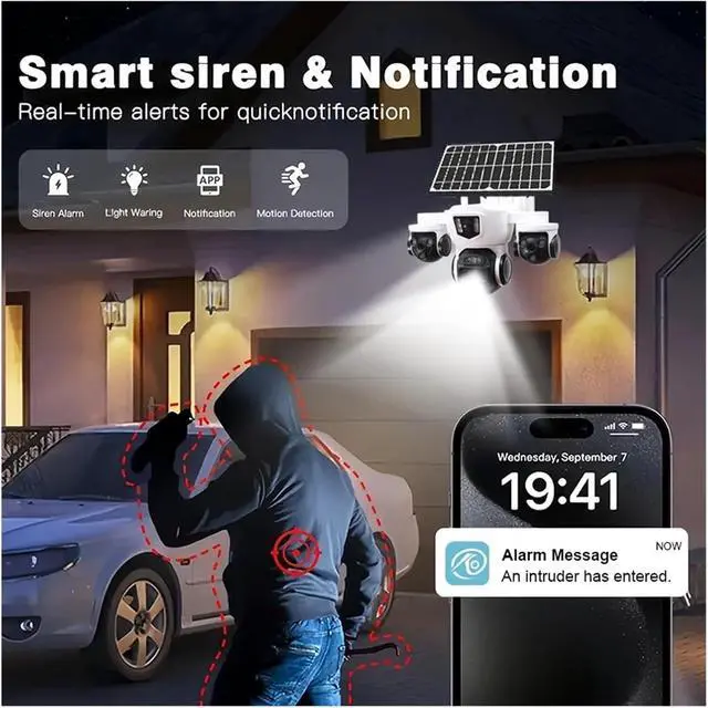 Alt view image 5 of 6 - 20MP HD 10X Zoom Solar PTZ Security Camera, Dual Solar Panel 4G WiFi Outdoor Cam Waterproof with Night Vision Motion Detection