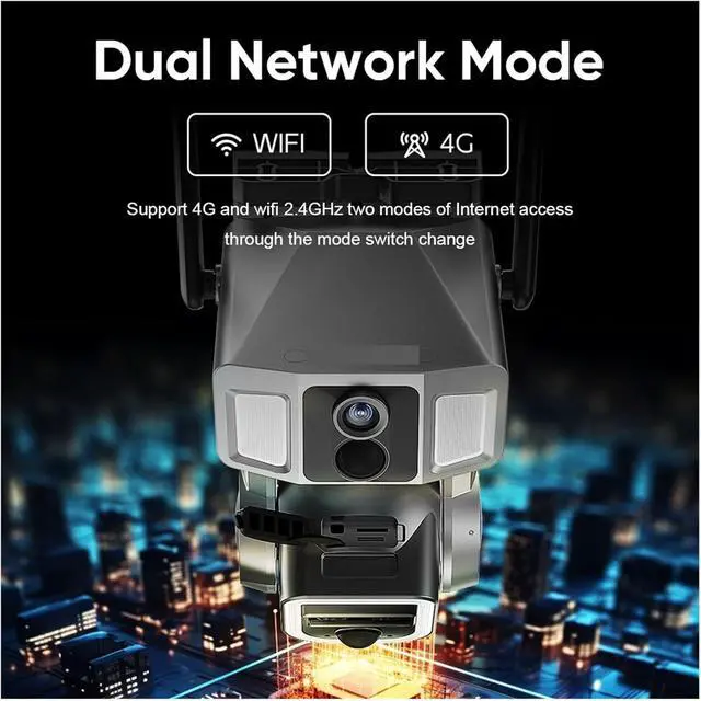 Alt view image 4 of 7 - 12MP 2 in 1 4G and WiFi Dual Screen Solar Camera OutdoorThree Lens Dual PIR Detection 10X Zoom Auto Tracking CCTV Cam
