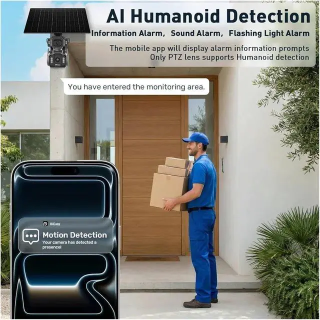 Alt view image 7 of 7 - 12X Optical Zoom Dual Screen Solar Security Camera, 4G WiFi Outdoor Surveillance Cam with AI Tracking & 24/7 Continuous Recording