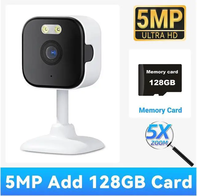 Alt view image 2 of 7 - 5MP Dual Band WiFi Mini Indoor Security Camera, Two-Way Audio, Human Detection, 5X Digital Zoom
