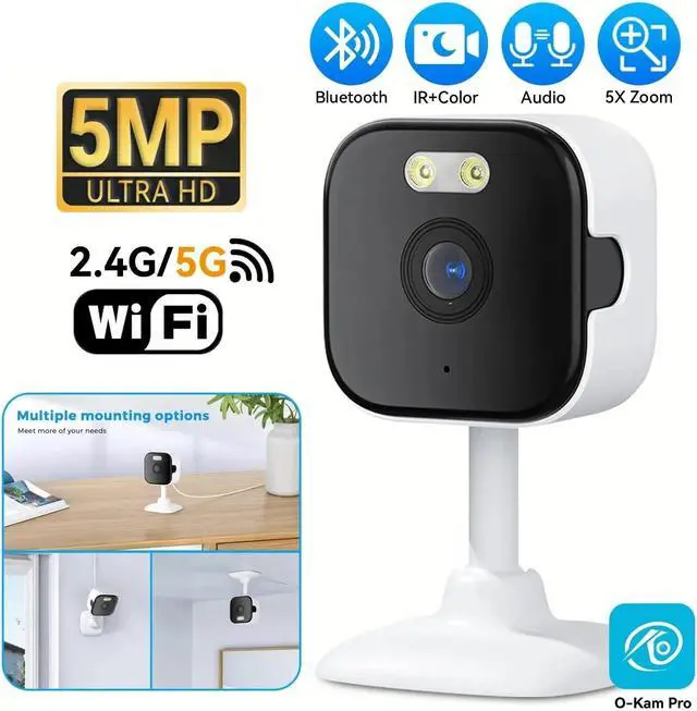 Alt view image 3 of 7 - 5MP Dual Band WiFi Mini Indoor Security Camera, Two-Way Audio, Human Detection, 5X Digital Zoom