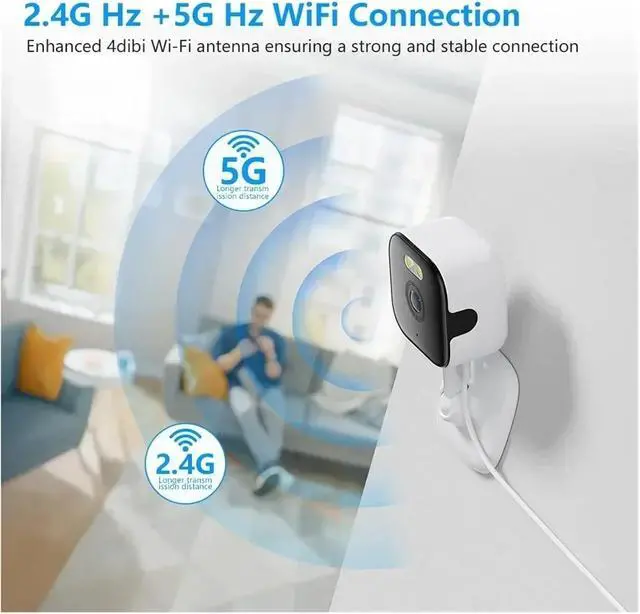 Alt view image 5 of 7 - 5MP Dual Band WiFi Mini Indoor Security Camera, Two-Way Audio, Human Detection, 5X Digital Zoom