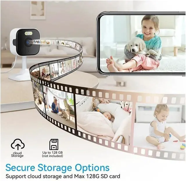 Alt view image 6 of 7 - 5MP HD Indoor WiFi Security Camera, Dual Band 2.4G/5G, Color Night Vision, Human Detection, Two-Way Audio(EU,5MP Camera No Card)