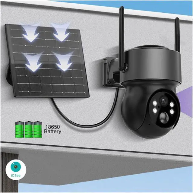 Alt view image 4 of 7 - 4MP Solar WiFi PTZ Security Camera Outdoor, Built-in Battery Wireless Surveillance Cam Support iCSEE App