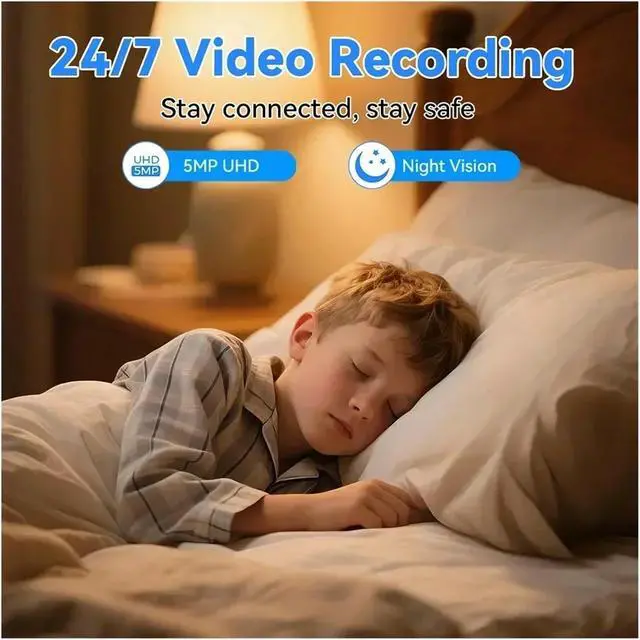 Alt view image 6 of 7 - 5MP Dual Band WiFi Mini Indoor Security Camera, Two-Way Audio, Human Detection, 5X Digital Zoom