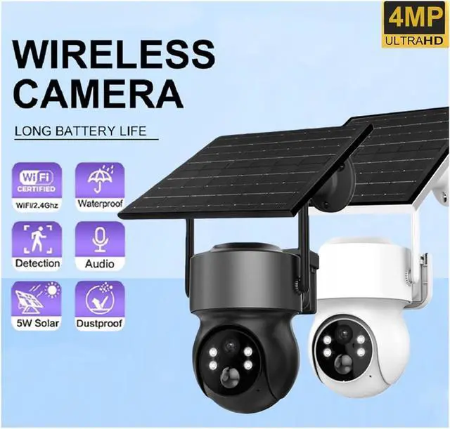 Alt view image 3 of 7 - 4MP Solar WiFi PTZ Security Camera Outdoor, Built-in Battery Wireless Surveillance Cam Support iCSEE App