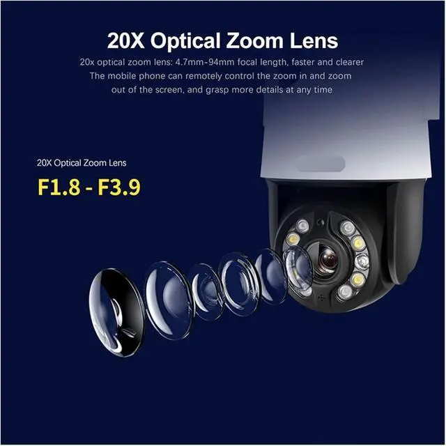 Alt view image 2 of 6 - 5.0MP 20X Optical Zoom 5G WiFi IP Camera Outdoor IP66 Waterproof Security Protection Video Surveillance CCTV System