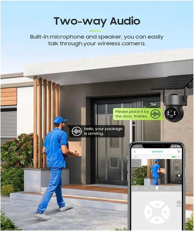 Alt view image 6 of 7 - 4MP Solar WiFi PTZ Security Camera Outdoor, Built-in Battery Wireless Surveillance Cam Support iCSEE App