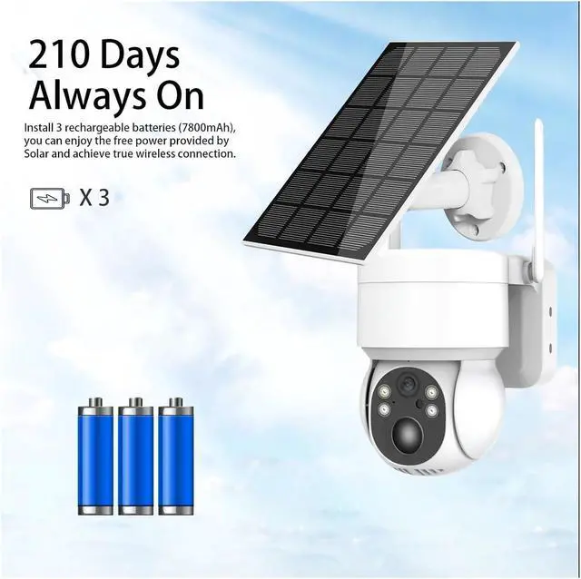 Alt view image 6 of 6 - 4MP Solar WiFi PTZ Security Camera with Two-Way Audio, 4X Digital Zoom, PIR Detection & Color Night Vision