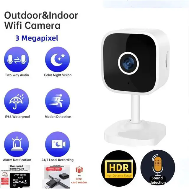 Alt view image 4 of 7 - 3MP 2304 * 1296P WiFi Security Camera, AI Human Detection, Two-Way Audio, Real-Time Alarm Alerts