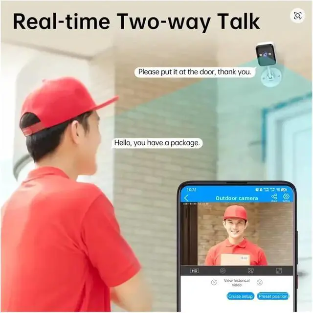 Alt view image 7 of 7 - 3MP 2304 * 1296P WiFi Security Camera, AI Human Detection, Two-Way Audio, Real-Time Alarm Alerts