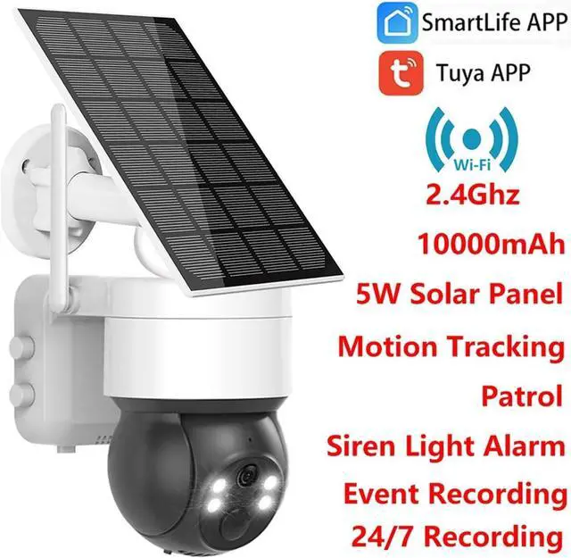 Alt view image 3 of 7 - Solar Battery WiFi PTZ Security Camera Outdoor, SmartLife App PIR Human Detection Auto Motion Tracking Wireless Surveillance Cam