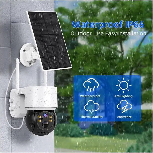 Alt view image 5 of 7 - 2MP Solar WiFi PTZ Security Camera Outdoor, Battery Powered PIR Human Detection Wireless Surveillance Cam Support iCSEE App(1080P 32G SD Card)