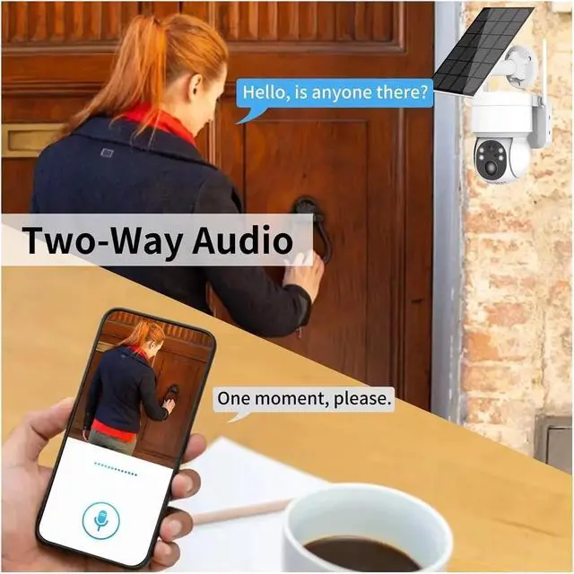 Alt view image 4 of 6 - 4MP Solar PTZ WiFi Security Camera Outdoor, Color Night Vision, Two-Way Audio PIR AI Detection Waterproof Surveillance Cam Gift