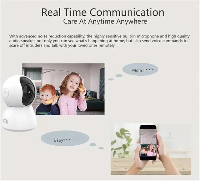 Alt view image 4 of 6 - 2MP 1080P Mini WiFi Indoor Security Camera, Auto Tracking Wireless Smart Home CCTV Surveillance Cam