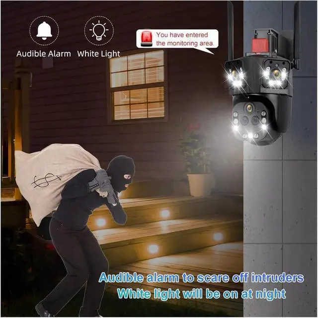 Alt view image 5 of 7 - 10K 20MP Five Lens 20X Zoom WiFi IP Camera Three Screen Auto Tracking PTZ Cam 360 Outdoor Surveillance Security Camera