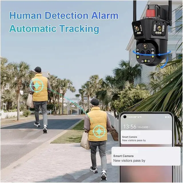 Alt view image 4 of 7 - 10K 20MP Five Lens 20X Zoom WiFi IP Camera Three Screen Auto Tracking PTZ Cam 360 Outdoor Surveillance Security Camera