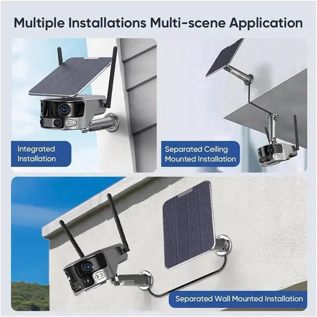 Alt view image 6 of 6 - Solar Security Camera Outdoor Dual Lens Wide View 4G/WiFi Wireless Cameras 4K/8MP Color Night Vision Human Tracking