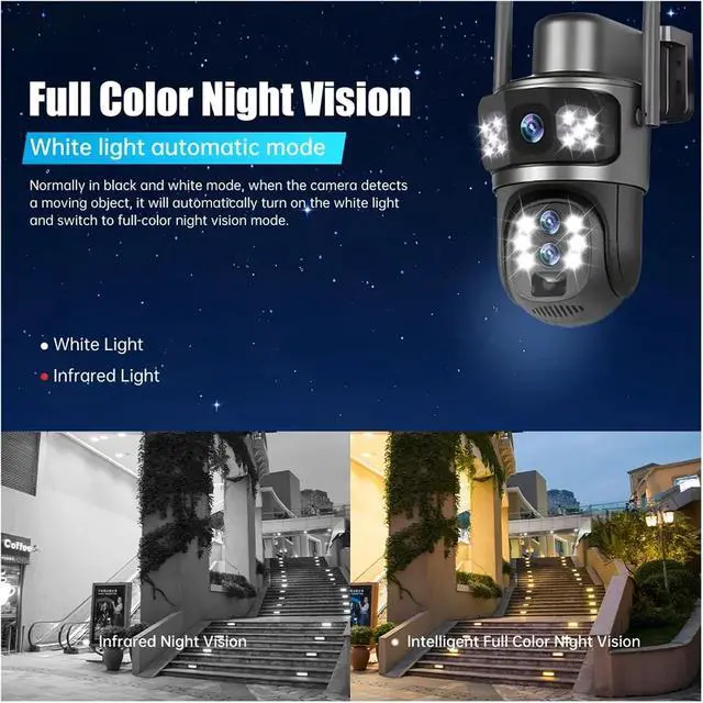 Alt view image 7 of 7 - 10X Zoom 4G Sim Solar Camera Outdoor 6K 12MP Three Lens Security Surveillance Camera PIR Auto Tracking IP Solar CCTV