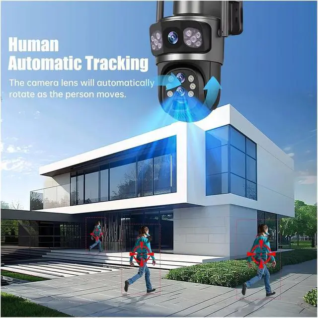 Alt view image 6 of 7 - 10X Zoom 4G Sim Solar Camera Outdoor 6K 12MP Three Lens Security Surveillance Camera PIR Auto Tracking IP Solar CCTV