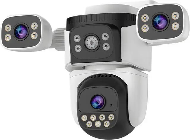 Main image of PTZ Camera Outdoor, Wireless WiFi Tri-Eye Security Surveillance, 600 MP Resolution, Color Night Vision, Motion Detection, Smart Tracking, IP66 Waterproof
