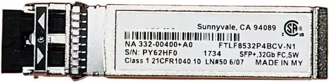 Main image of 32G SFP Optical Transceiver/FTLF8532P4BCV-N1/332-00400+A0/01KP583/SFP 32Gb FC SW 850nm 100M